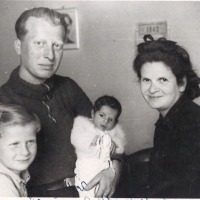 Bob (left), and his family in Vals-Les-Bains. April 1943.