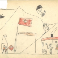 The farm where Robert stayed in Zermatt, Switzerland. By Robert Herschkowitz, age six, 1944.