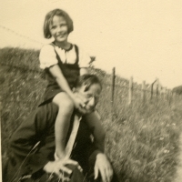 Hester with her father as a child before the War.