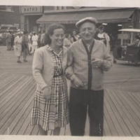 Hester with her grandfather in New York, 1947.