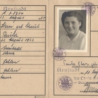 Paula's German Kennkarte, an ID issued to every Jewish person in certain German-occupied territories, 1945.
