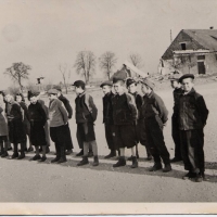 Josh, with a group of boys being trained to march and defend themselves in preparation for going to Palestine to help with the creation of the new State of Israel, 1948.