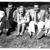 Marika Abrams (left), Vera (right), and friends, 1940.