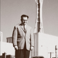 Heinz in front of the Space Needle, 1962.