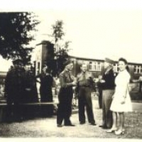 Irene at the Weinsberg displaced camp with Captain Powell, 1945