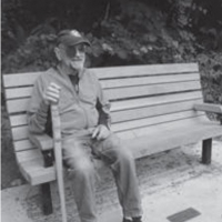 Robert at a bench honoring him, Vancouver, WA.