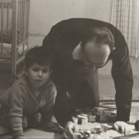 Tom and his daughter Hana playing, 1968