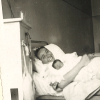 Tom as a newborn with his mother Irena Lendova (Lustigova) born Spitzova, May 26, 1936.