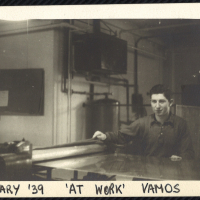 Henry at VAMOS co. job producing leather elastic. January 1939